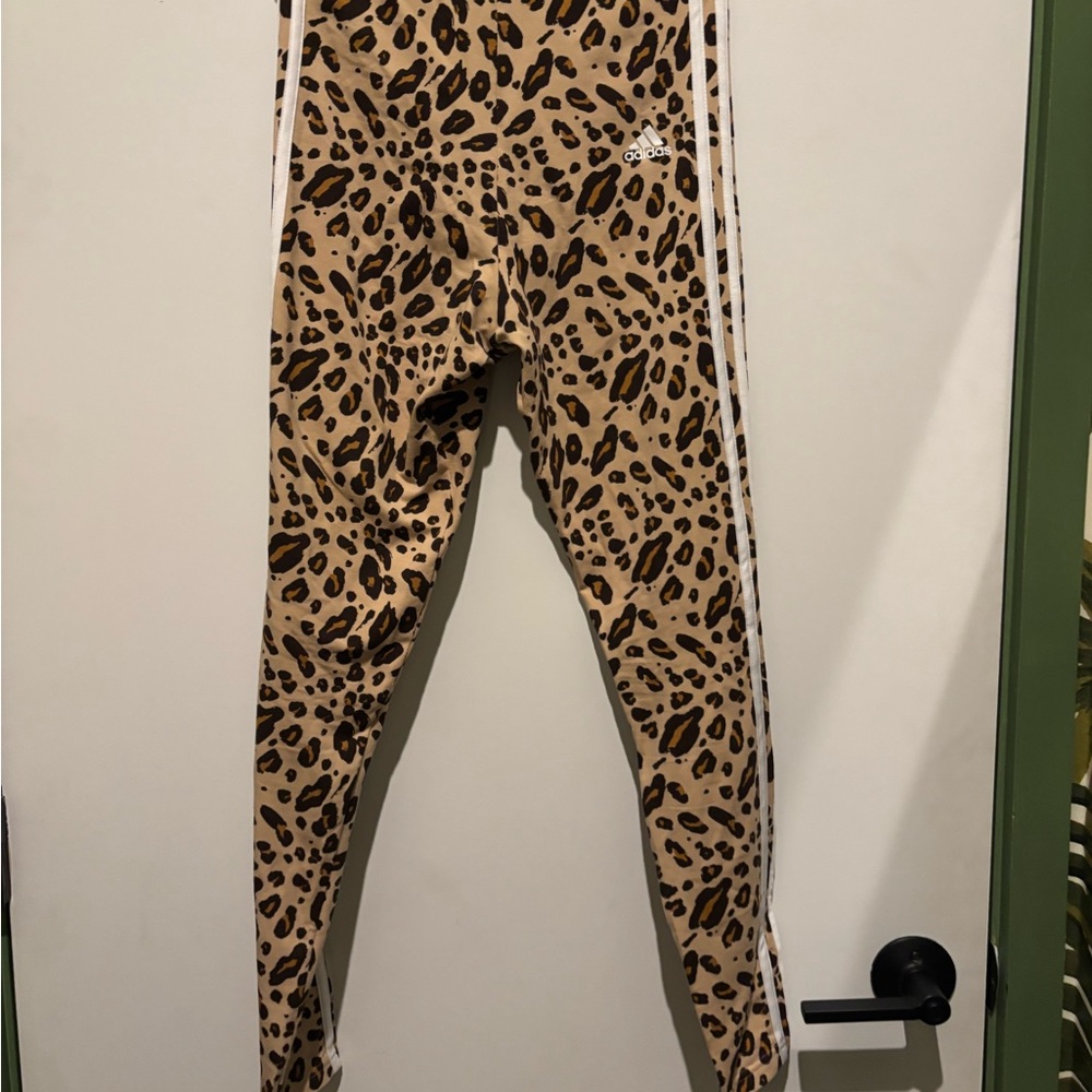 Adidas Women’s Leopard Leggings w/ white tri-stripe